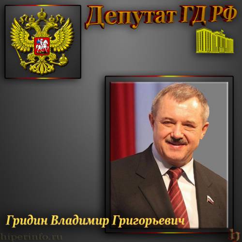 ДЕПУТАТ ГД ГРИДИН ВЛАДИМИР ГРИГОРЬЕВИЧ